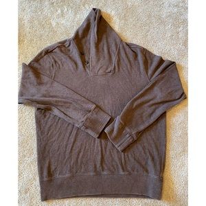 Polo by Ralph Lauren mens Henley shirt brown large sweater shawl collar pullover